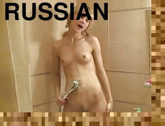 banyo-yapma, rus, güzellik, genç, sarışın, ufak-tefek-kadın, duş, tek-kişilik