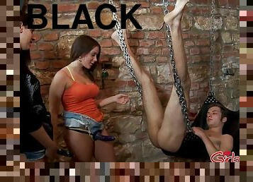 Natasha Nice and Vanessa black smashing a submissive guy with sex toys