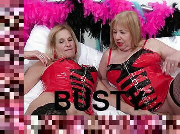 Busty british ladies are enjoying masturbation with sexy lesbians