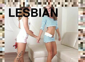 Sensual lesbian sex between desirable Jenny Manson and Kate Rich