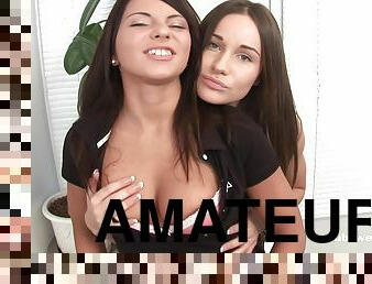 Amateur lesbian sex with cute Lupe Burnett and sexy Ashley G