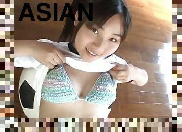 asiatisk, tonåring, japansk, bikini, små-bröst