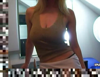 While the blonde princess was preparing to go out, she showed her tits and ass.