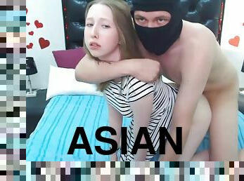 Pale skin asian blonde made love by a masked man live at sexycamx.com - home made