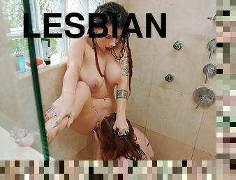 רחצה, לסבית-lesbian, טבעי, מקלחת, קעקוע