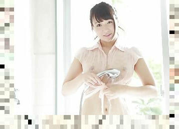 Japanese girl next door Nozomi Chihaya shower striptease