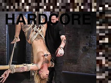 Sexy Kleio Valentien enjoys hardcore sex games while she hangs tied