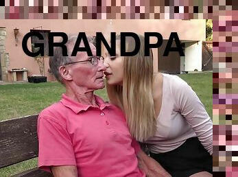 Grandpa teaching  blonde anal fuck positions