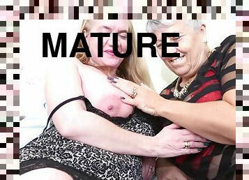 masturbation, mature, granny, lesbienne, jouet, horny