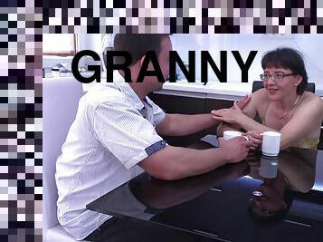 Rich granny pays a younger man to fuck her brains out with his big dick