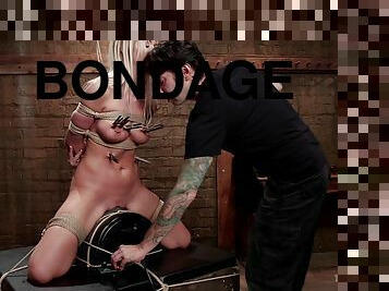 Tied blonde Emily Austin is ready for the BDSM experience with a dude