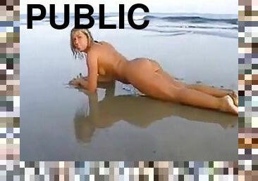 public, plage, solo