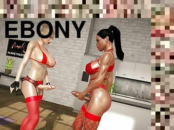 Big tits blonde and ebony futanari lesbians have new uniforms in a game