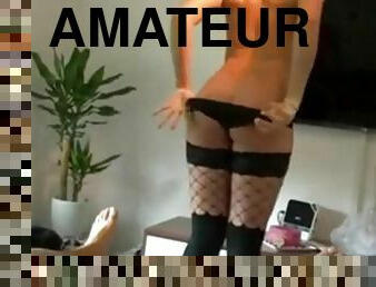 amateur, bas, culotte, résille