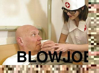 Sexy nurse Sara Bell adores sex and a blowjob with her patient