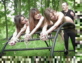 Three teen slaves punished humiliated by bdsm master