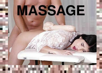 During the massage Lady Dee gets her cunt pleased by her client