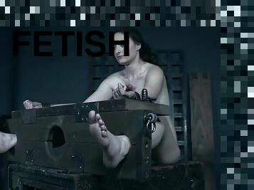 Teen slave girl Luci Lovett has her feet and pussy tortured hardcore