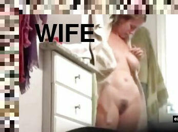 My blonde wife  makes me so horny. I spy on her all over our house.