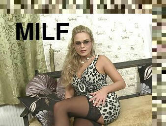 Blonde MILF in glasses Barra Brass bent over, fucked and cum sprayed