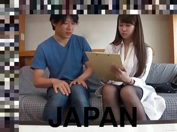 Cute Japanese brunette doctor pounded by an orderly on a break