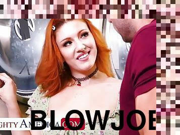 Gorgeous redhead Keely Rose is fucked by a married man in the laundromat
