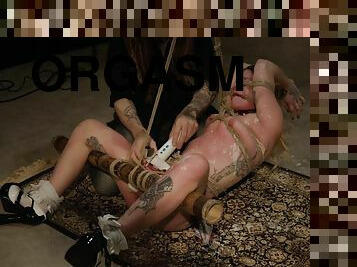 Body covered in wax and a screaming orgasm for a blonde kinky teen