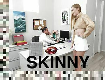 doggy, kontor, skinny, babes, tenåring, par, blond, miniskjørt