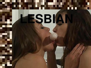Horny teen lesbian couple Dana Dearmond and Allie Haze pussy licking