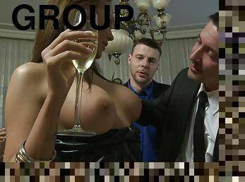 High class blonde Regina Moon cum sprayed at an orgy party