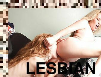 Long haired teen lesbian couple Daisy Layne and Pepper Kester