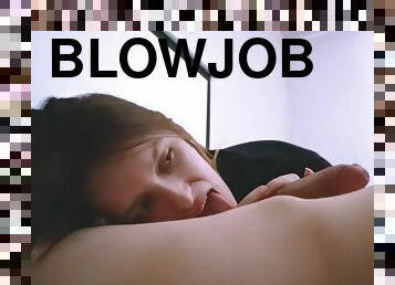 Blowjob in parents bed