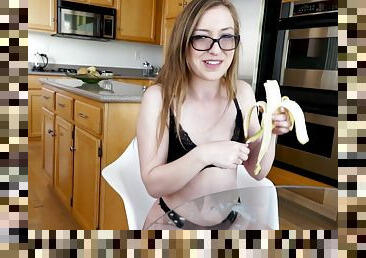 Blonde babe in glasses Gracie May Green gets a cum shot after a fuck