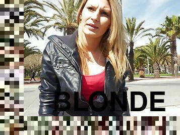 Blonde porn star Claudia Shotz picked up on the street and cum sprayed