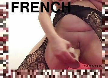 French amateur milf with big boobs sucks and plays with her dildo  CAM4