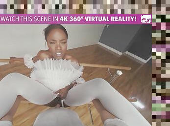 Hot Ebony Babe will fuck you hard and suck you off in this VR video