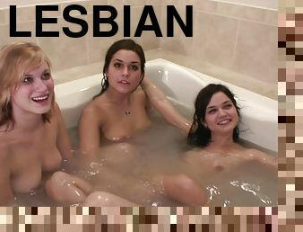 Hot girls are taking a bath together