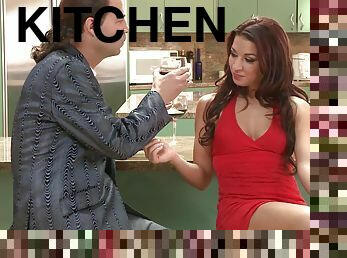 Awesome Ann Marie Rios gets her pussy drilled in the kitchen