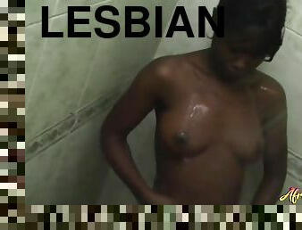 baignade, chatte-pussy, ébène, lesbienne, naturel, coquine, douche, africaine