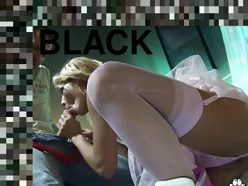 Gorgeous body blonde Melissa Black anal ripped by shaft