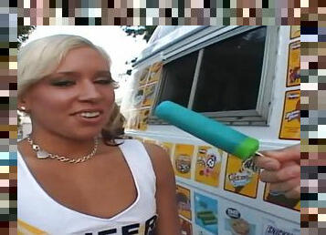 Kacey Jordan is a cheerleader who often stops by the ice cream truck