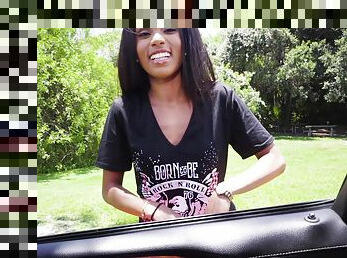 Tiffany is an ebony skinny babe who wants to fuck in a car