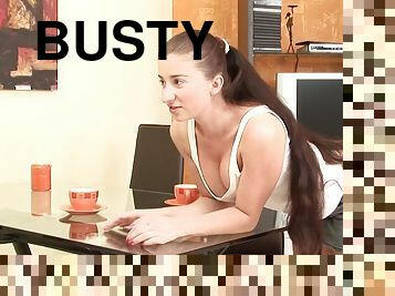 Busty teen Liana fucked hard on kitchen table