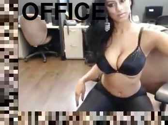 Hot secretary masturbate in office