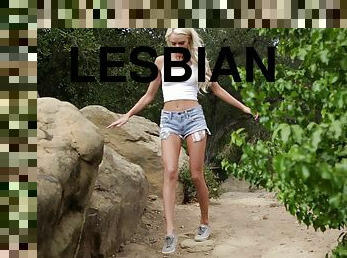 Lesbian fuck in a forest for Abella Danger and Emma Hix