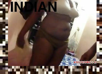 Indian wife gets naked on cam and licks fat cock of her hubby while filming