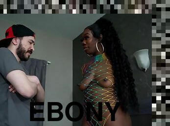 Chocolate Ebony Gets Busted Then Fucked - Big tits