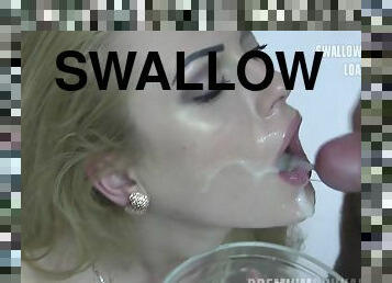 Premium Bukkake - Monro swallows 82 huge mouthful cum loads