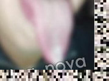 Teen super long tongue and spit