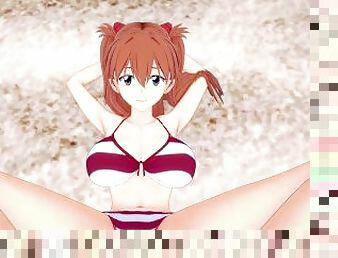 Asuka Gives You a Footjob At The Beach! Evangelion Feet POV